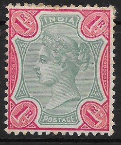 INDIA SG105 1892 1r GREEN & ROSE MTD MINT*