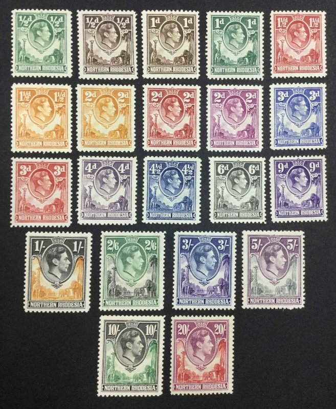 MOMEN: NORTHERN RHODESIA SG #25-45 1938 MINT OG H/4NH £275 LOT #64508