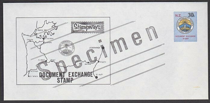 NEW ZEALAND c1990 STAMPWAYS local post 30c envelope SPECIMEN................R670 