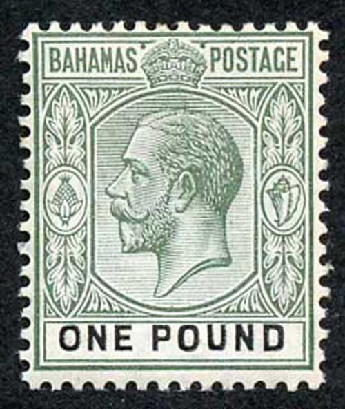 Bahamas SG89 One Pound wmk Mult Crown CA (a few tone spots) M/M