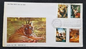 *FREE SHIP India Indian Wildlife 1976 Leopard Tiger Lion Deer Fox (FDC *see scan