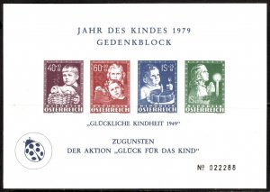 1979 Austria Commemorative Sheet Year Child Memorial “Happy Childhood 1949”