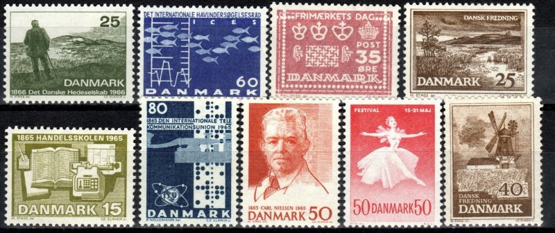 Denmark #412-5, 420-24  MNH CV $3.10  (X7001)