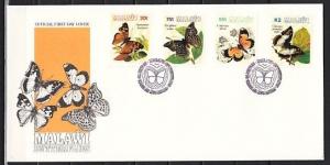 Malawi, Scott cat. 616-619. Butterflies issue on a First day cover. ^