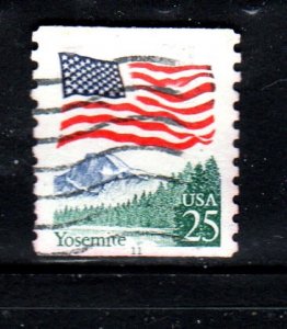 #2280a 25 CENT FLAG OVER YOSEMITE PNC PLATE SINGLE #11 USED e