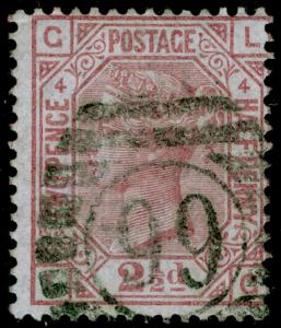 SG141, 2½d rosy mauve PLATE 4, USED. Cat £60. LG