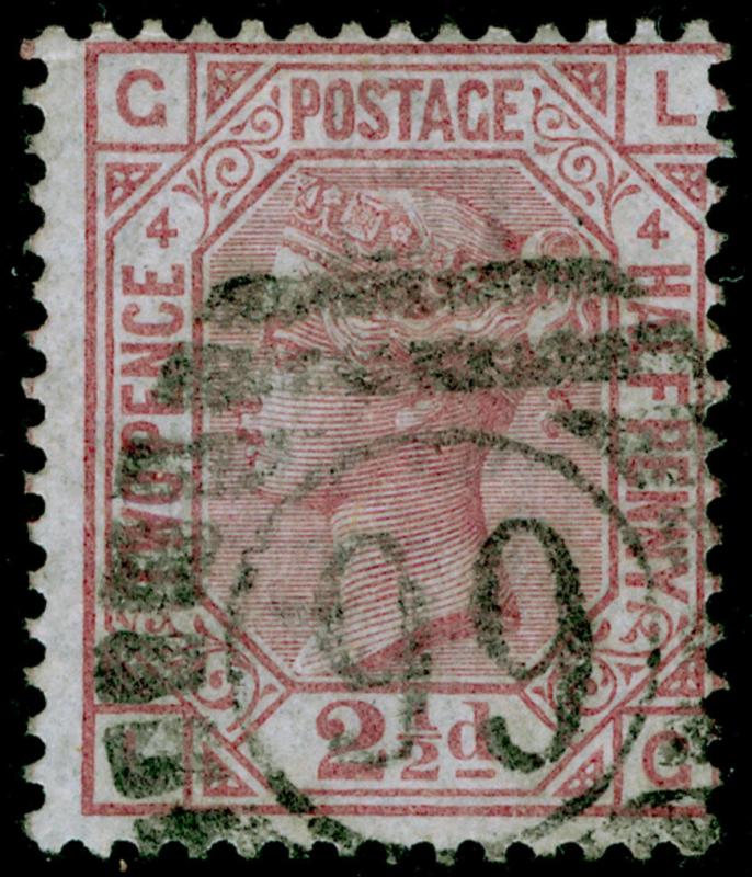 SG141, 2½d rosy mauve PLATE 4, USED. Cat £60. LG