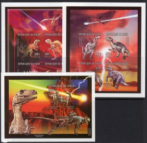 Niger 1996 Dinosaurs/Prehistoric Animals/Halley's 2 Shlt.+1SS IMPERFORATED