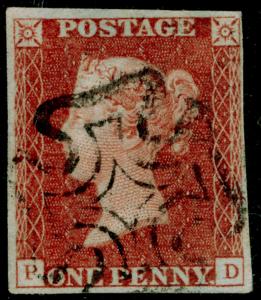 SG8, 1d red-brown PLATE 20, FINE USED. Cat £60. BLACK MX. PD