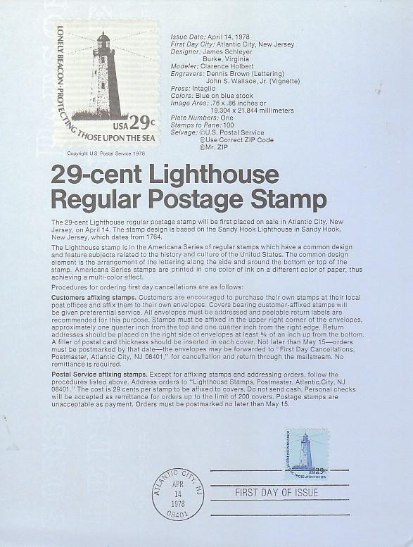U.S. Souvenir Page SP386 Lighthouse 1605   P1837