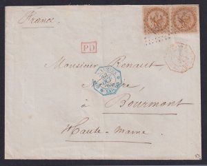 Cochin China, Scott 3 (Yv 3), 1863 military Saigon cover to France, Roumet cert
