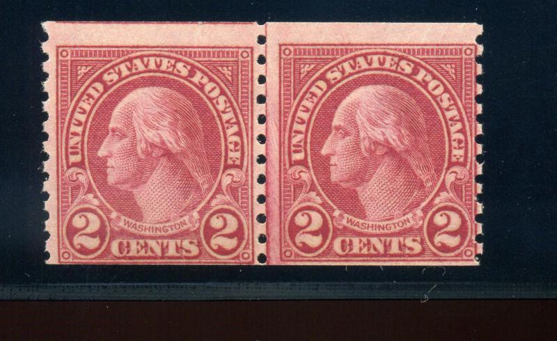 Scott 599A Washington Type II Mint Coil LINE Pair NH (Stock 599A-201)