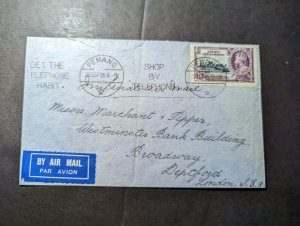 1935 British Singapore Straits Settlements Airmail Cover to London England