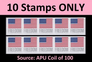 US Flag Freedom forever strip APU (5x2 stamps from coil of 100) MNH 2023 