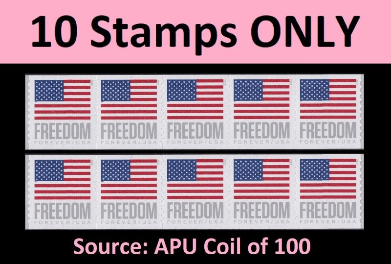 US Flag Freedom forever strip APU (5x2 stamps from coil of 100) MNH 2023 