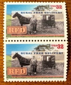 US # 3090 Rural Free Delivery 32c 1996 Pair Mint NH