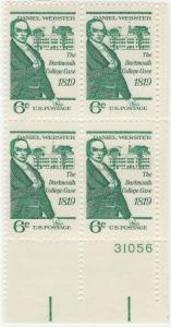 1380: Daniel Webster - Plate Block - MNH - 31056-LR