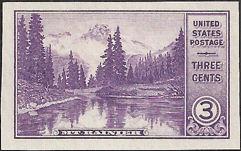 # 758 Mint No Gum As Issued Deep Violet Mt. Rainier Mirro...