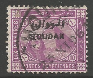 SUDAN SG9 1897 10p MAUVE  USED