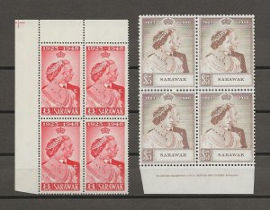 SARAWAK 1948 RSW SG 165/6 MNH Blocks Cat £193.20