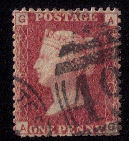 GREAT BRITAIN Scott #33 (plate 194) 1p Red F-VF