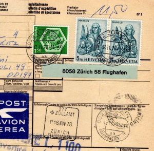 SWITZERLAND Postal Card 5f Pair *ZURICH AIRPORT* 1978 ITALY POSTAGE DUES SS282