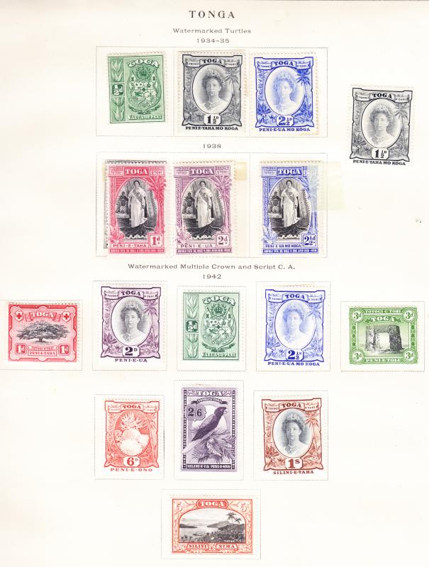 Tonga-Collection-on-Pages-Colonial-and-Modern-NH-Mint-VF-Many-Foils  Tonga-Coll