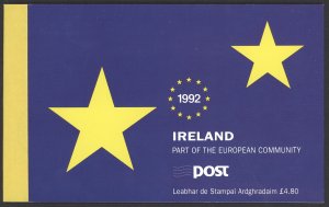 Ireland Sc# 876a-876b X 3 MNH complete booklet 1992 Single European Market