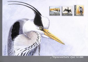 Aland #230-232 MNH stamps on collector's sheet Birds swan Cormorant heron