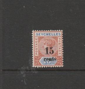 Seychelles 1893 Opt 15c on 16c Die 2 fresh MM SG 19
