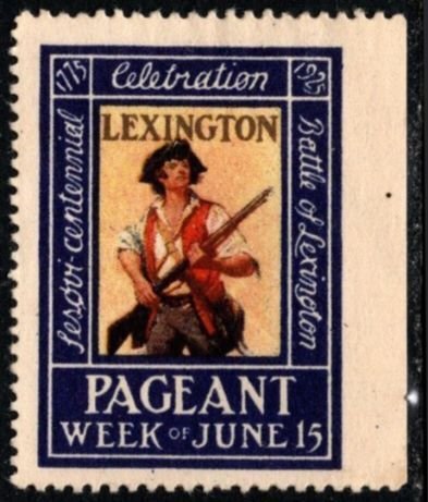 1925 US Poster Stamp Sesquicentennial Celebration Battle Of Lexington Pageant