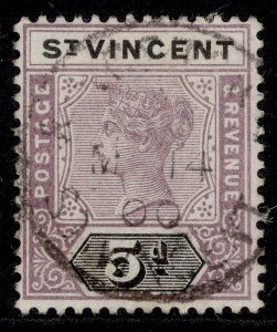 ST. VINCENT QV SG72, 5d dull mauve & black, VERY FINE USED. Cat £23. CDS