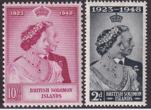 Sc# 82 / 83 Solomon Island 1948 QE MLH Silver Wedding set CV: $13.40