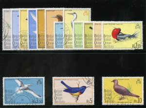 B.I.O.T. 1975 QEII Birds set complete very fine used. SG 62-76. Sc 63-77.