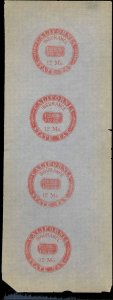 CALIFORNIA DOCUMENTARY STAMP INSURANCE STRIP OF 4 12 MO. CABOT #175