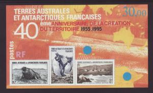 French Southern Antarctic Territories 211 Penguin Seals Souvenir Sheet MNH VF