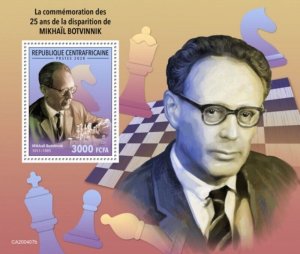 Central Africa - 2020 Mikhail Botvinnik - Stamp Souvenir Sheet - CA200407b