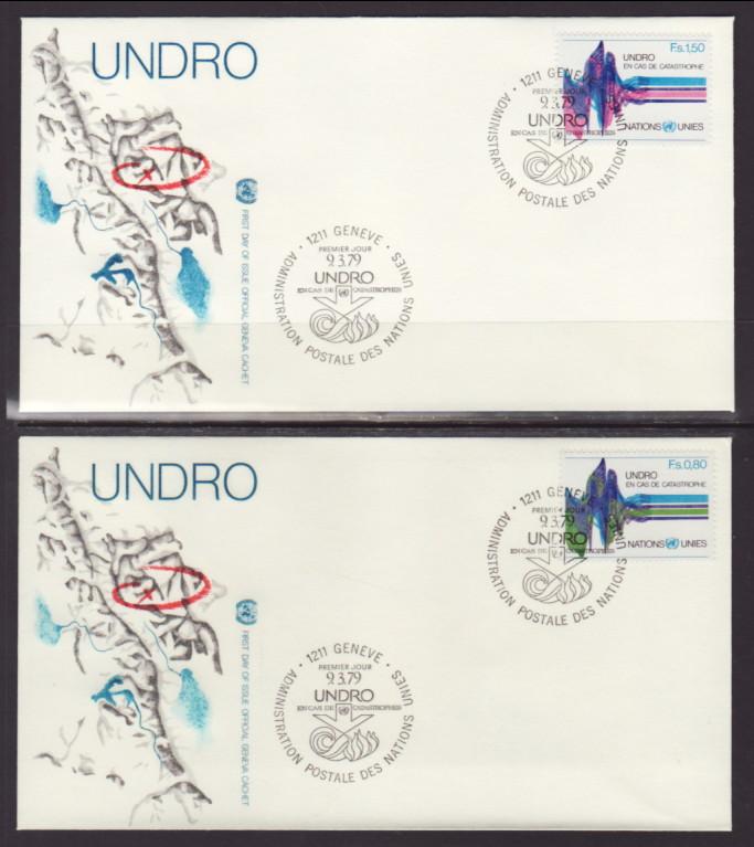 UN Geneva 82-83 UNDRO Geneva S/2 U/A FDC