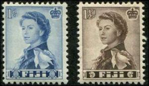 Fiji SC# 163-4 Elizabeth II 1d, 1-1/2d MH