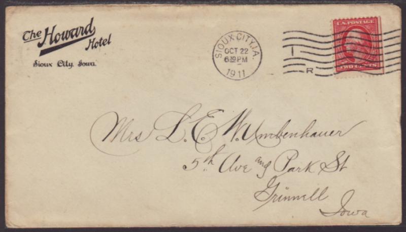 US The Howard Hotel,Sioux City,IA 1911 Cover