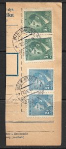 BOHEMIA AND MORAVIA 1944 HITLER HEADS on Parcel Card Hal UNTER-KRAUPEN 4 Stamps