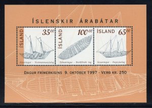 Iceland 848 MNH, Stamp Day Souvenir Sheet from 1997.