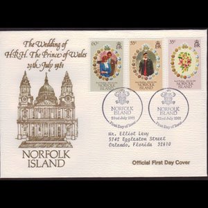 NORFOLK IS. 1981 - FDC - 280-2 Royal Wedding