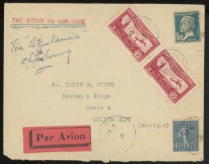 1931 France to Mexico ~  RMS aquitania #C5 Airmail Pair