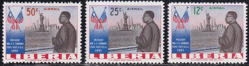 Liberia # C141-143, Statue of Liberty, Mint NH