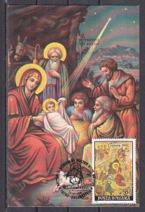 Romania, DEC/91 issue. Religious Christmas, Cachet & Cancel on Max Type Card.