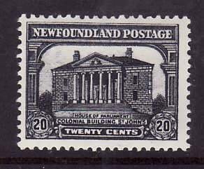 Newfoundland-Sc #171- id 7-unused,og,NH-20c grey black-Colonial Building-1929-31