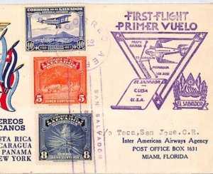 EL SALVADOR Air Mail Cover FIRST FLIGHT USA 1938 CENTRAL AMERICAN AIRLINE YV103