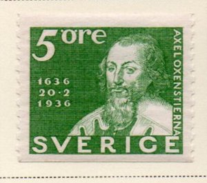 Sweden Sc 251 1936 5 ore green Oxenstierna stamp mint