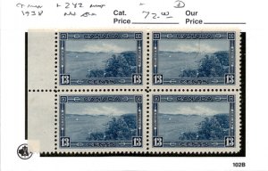 Canada, Postage Stamp, #242 Mint NH Block, 1938 Halifax Harbor (AF)